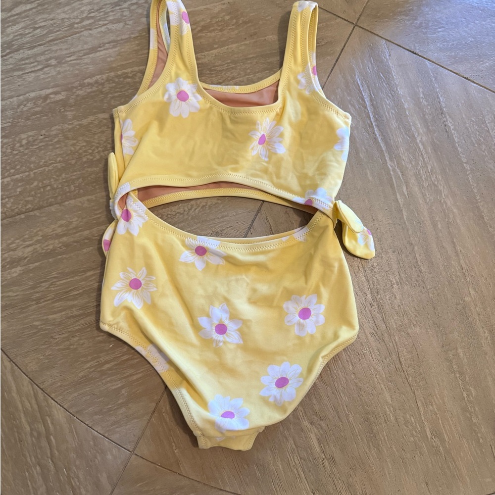 Crewcuts Yellow Floral Kids Swim One Piece